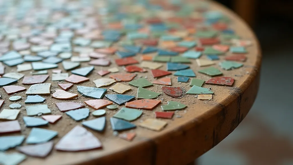 Antique china mosaic tabletop