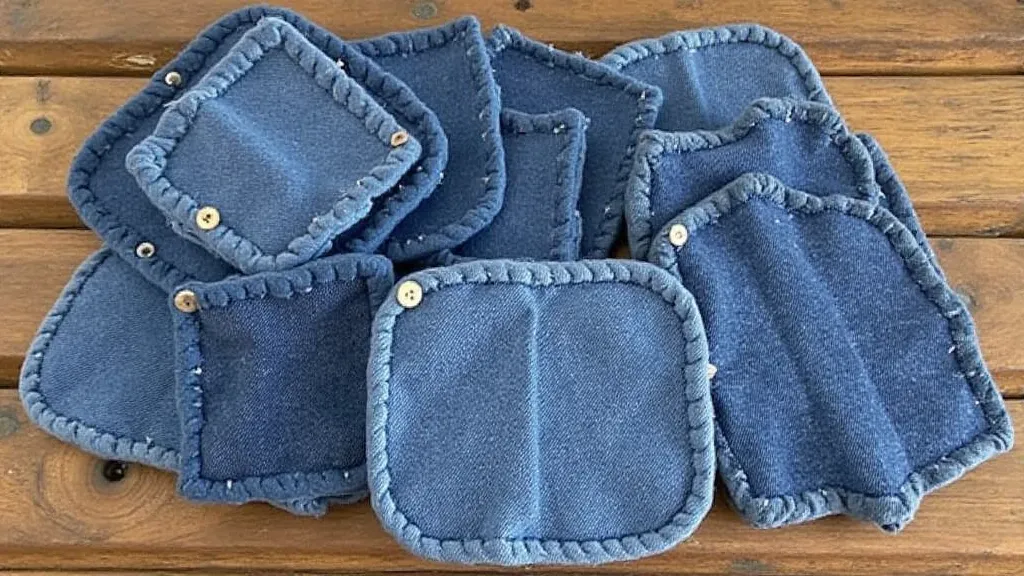 Pile of finished denim coasters