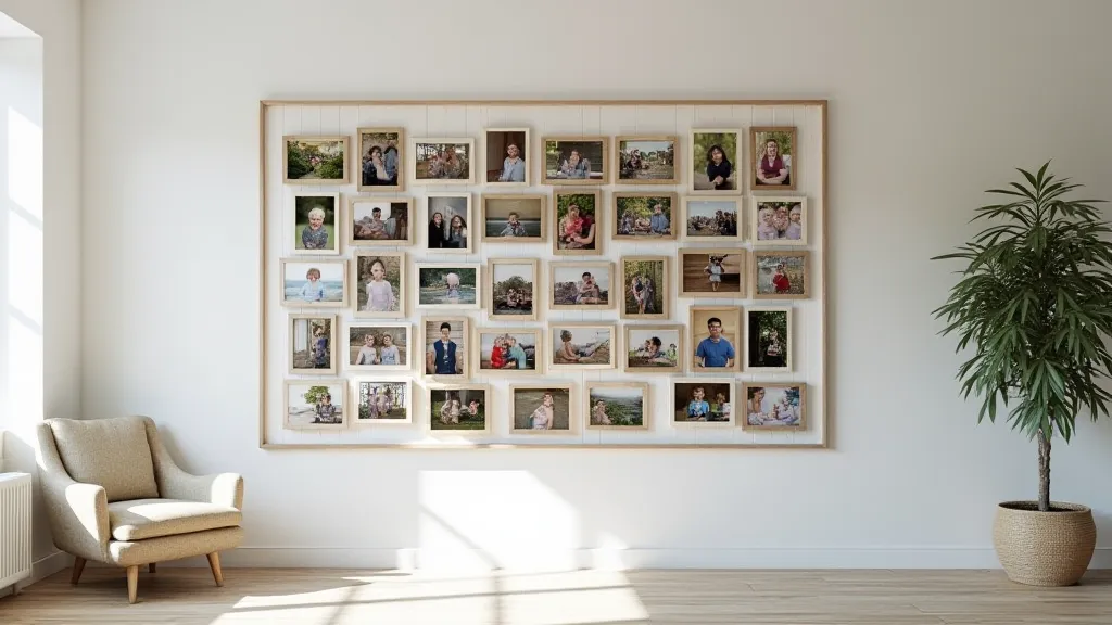 Finished photo display hanging on wall