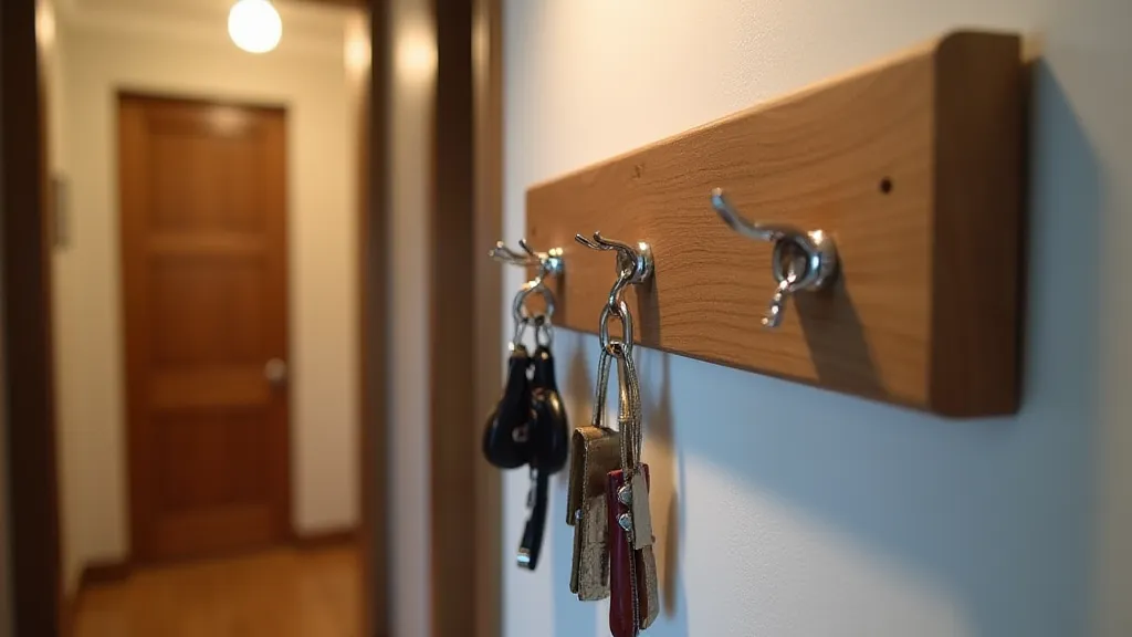 Finished key holder mounted on wall with keys