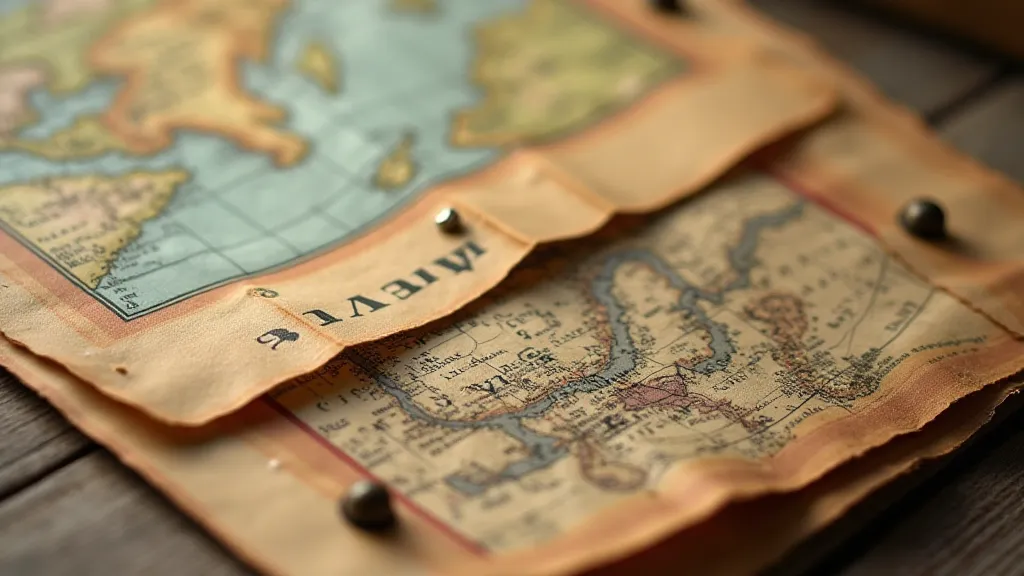 Close-up of layered vintage maps