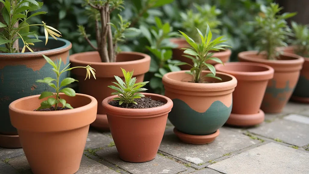 Collection of painted flower pots