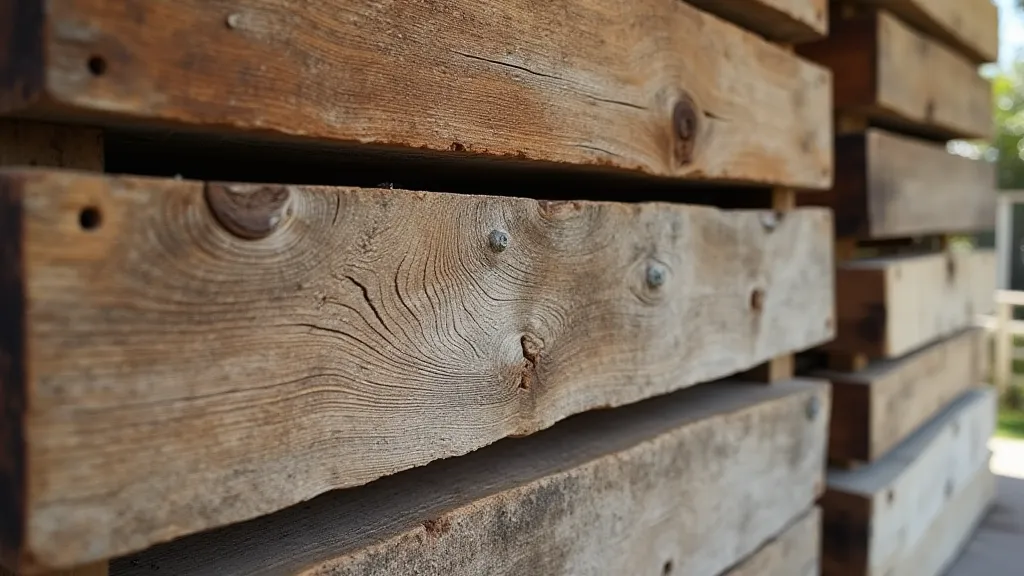 Stack of reclaimed wood planks