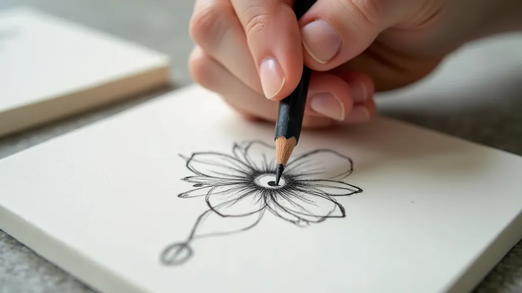 Sketching a design on a tile